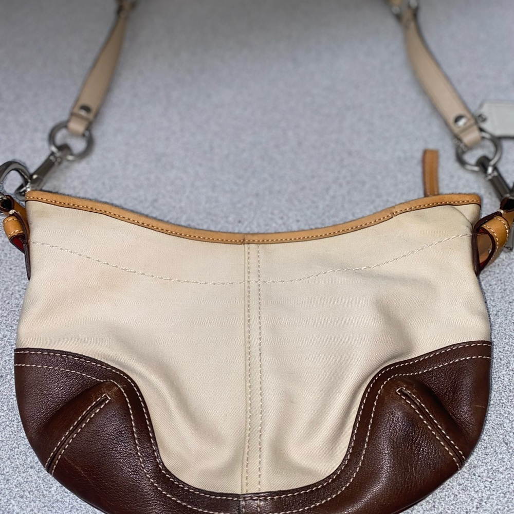 Coach Vintage Cream/Khaki Multi Small Shoulder Bag GUC - Picture 7 of 15